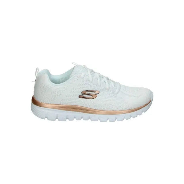 Skechers Women's Graceful - Get Connected Sneaker in White/Rose Gold