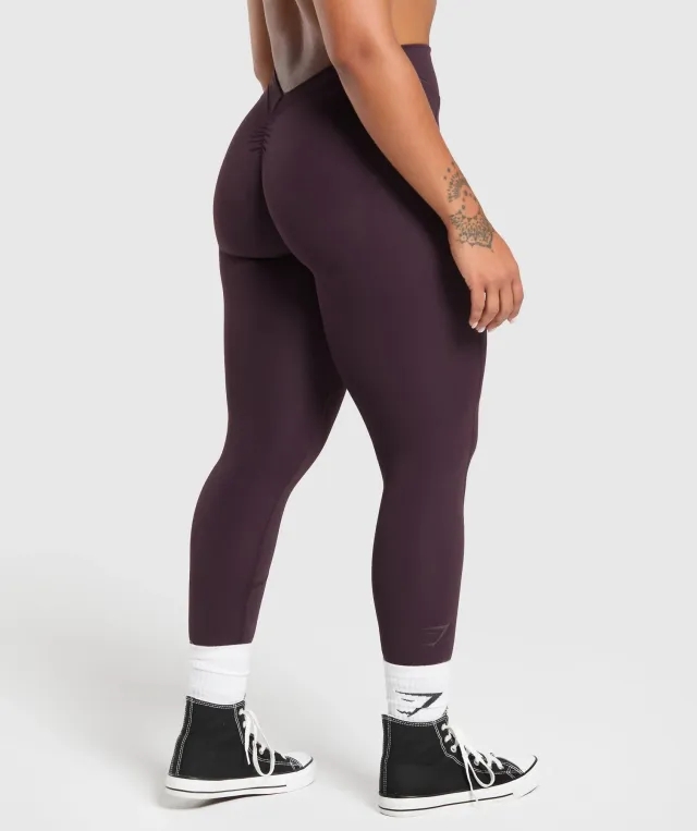  Lifting Dipped Waistband Leggings - Plum Brown