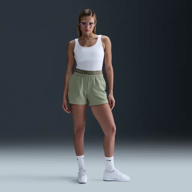 Nike Sportswear Chill Terry Women's Mid-Rise 10cm (approx.) Shorts - Green - Cotton/Polyester