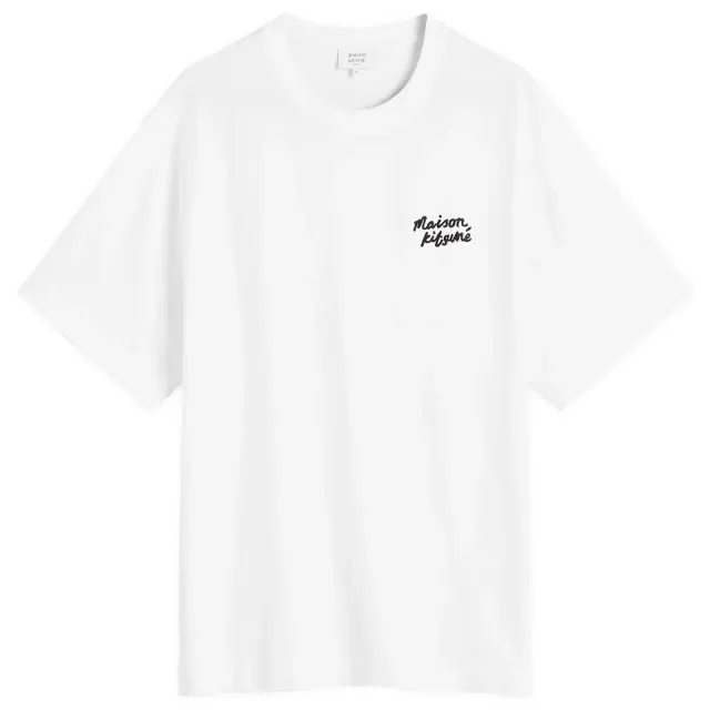 Maison Kitsune Handwriting Embroidery Oversize T-Shirt White/Black