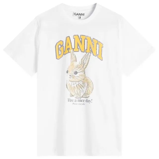 GANNI Women's Basic Jersey Baby Bun Relaxed T-Shirt Bright White