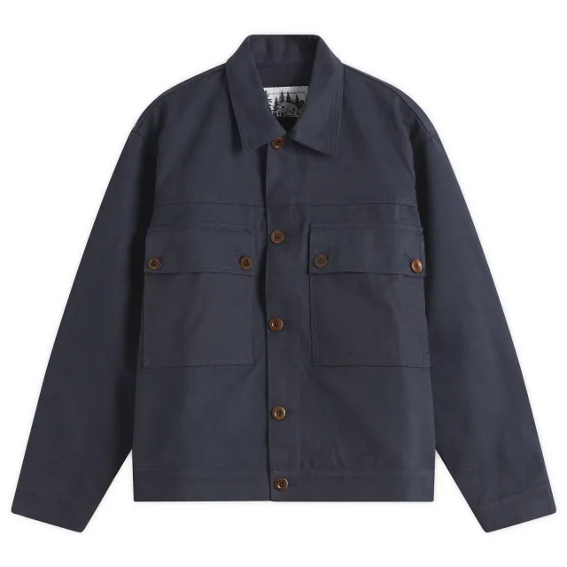 Café Mountain Men's Reverse Panel Workers Jacket Washed Navy