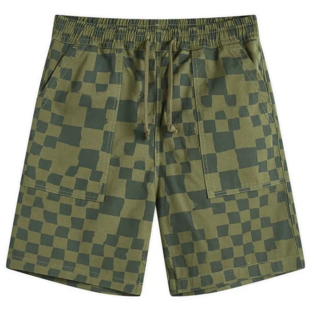 Service Works Men's Printed Chef Short Olive Checker