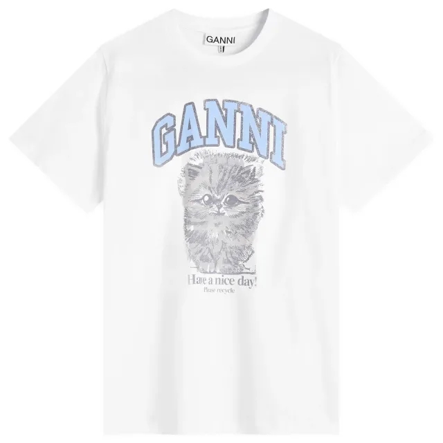 GANNI Women's Kitty Margot Relaxed T-Shirt Bright White