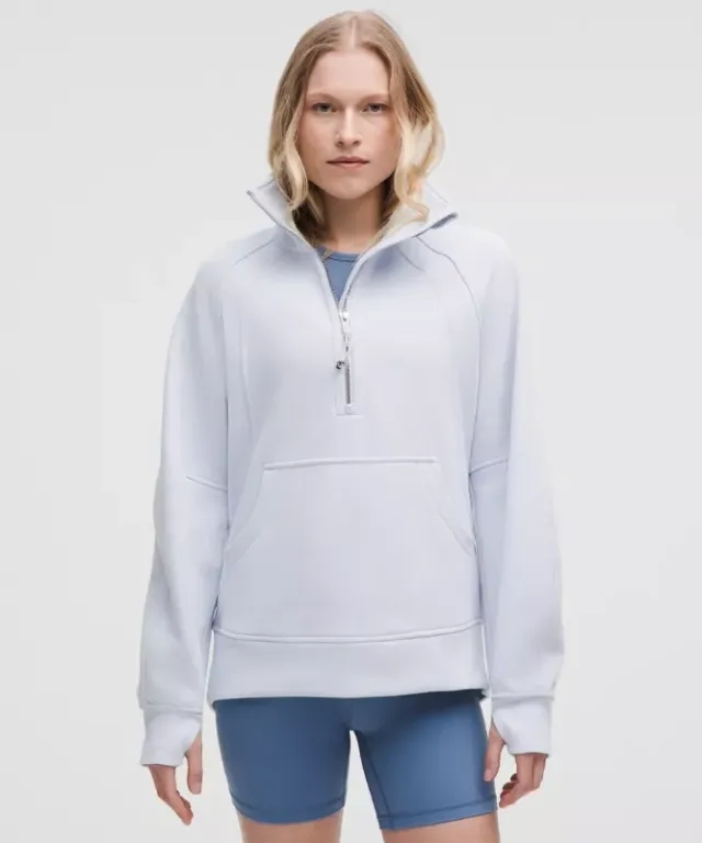 lululemon – Women's Scuba Oversized Funnel-Neck Half Zip Sweatshirt Long – Color Blue/Silver/Pastel – Size M/L