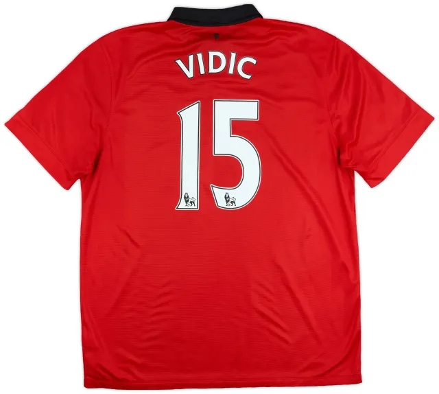 2013-14 Manchester United Home Shirt Vidic #15 - 5/10 - (XL)