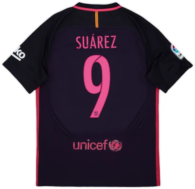2016-17 Barcelona Away Shirt Suarez #9 - 10/10 - (M)