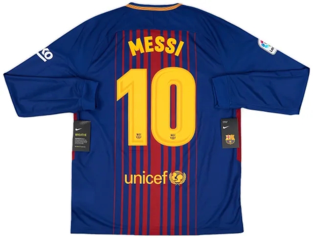 2017-18 Barcelona Home L/S Shirt Messi #10 (L)