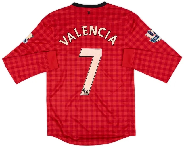 2012-13 Manchester United Home L/S Shirt Valencia #7 (S)