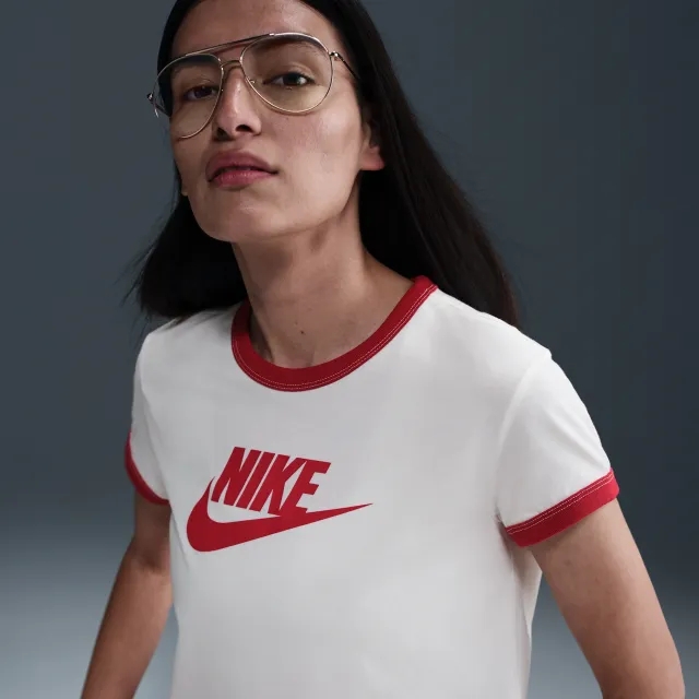 Nike Sportswear Women's Short-Sleeve Ringer T-Shirt - White - Cotton