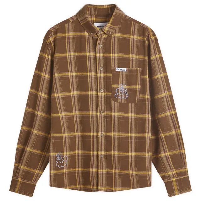 Butter Goods Men's Bugs Flannel Long Sleeve Shirt Chestnut