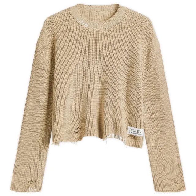 MM6 Maison Margiela Women's Knitted Crewneck Jumper Beige