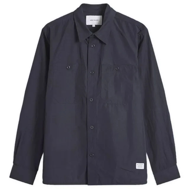 Norse Projects Men's Silas Tech Poplin Shirt 2.0 Dark Navy