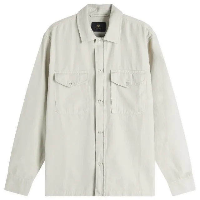Belstaff Men's Garment Dyed Herringbone Overshirt Stone Beige