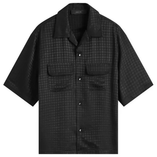 AMIRI Men's MA Quad Jacquard Camp Shirt Black