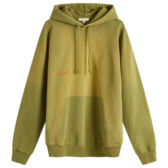 JW Anderson Men's Aged Logo Hoodie Olive