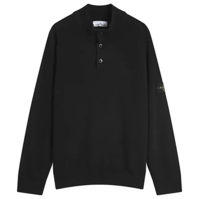 Stone Island Men's Geelong Wool Half Button Knit Black