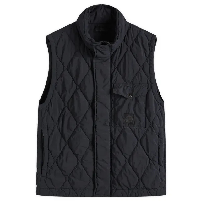 Stone Island Men's Ghost Piece Nylon Smerigliato PrimaLoft Vest Black