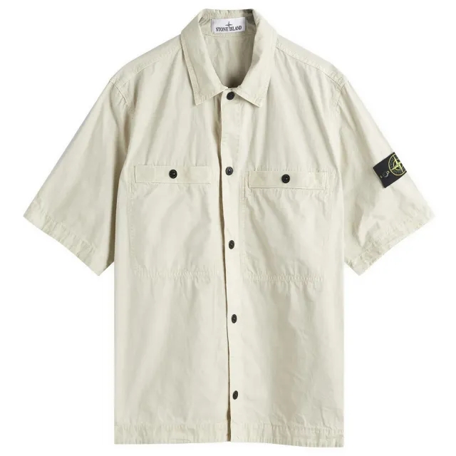 Stone Island Men's Old Effect Short Sleeve Overshirt Sand