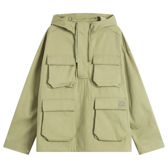 Maison Kitsune Hooded Popover Jacket Turf Green