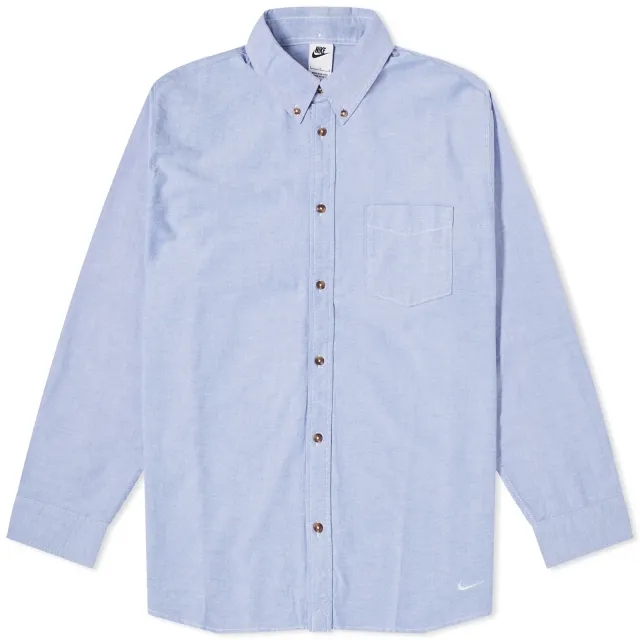 Nike Men's Life Oxford Buttondown Shirt White /Game Royal/Football Grey