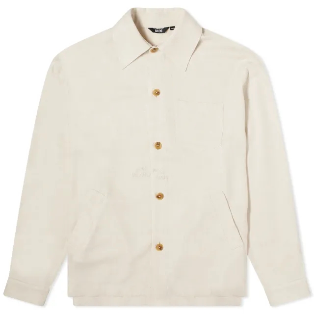 GCDS Men's Linen Overshirt Off White