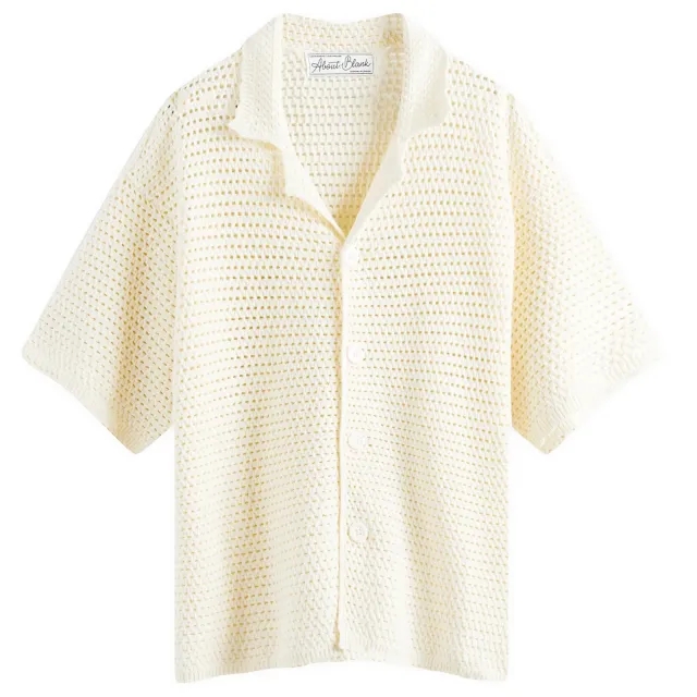 about:blank Men's Mesh Knit Vacation Shirt Ecru