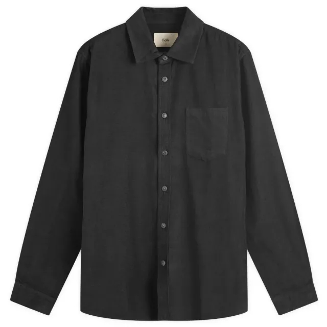 Folk Men's Direction Babycord Shirt Soft Black
