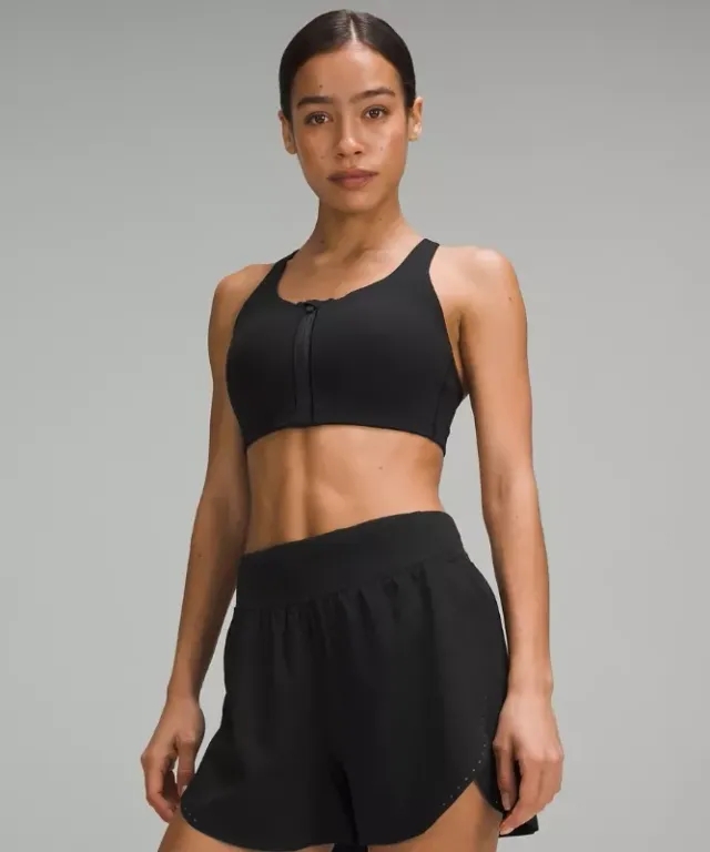 lululemon – Women's Energy Zip-Front Sports Bra High-Support, B-G Cups – Color Black – Size 38C