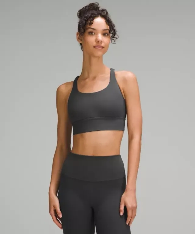 lululemon – Women's Energy Longline Sports Bra Medium Support, B-D Cups – Color Grey – Size 10