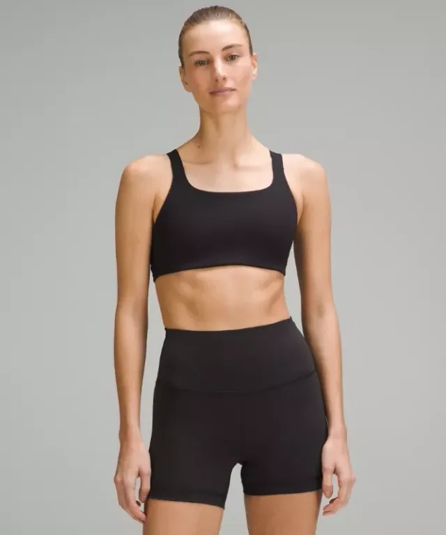 lululemon – Women's Ultralu Square-Neck Workout Sports Bra Medium Support, B/C Cup – Color Black – Size 10