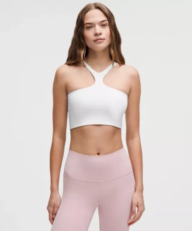 lululemon – Women's Bend This V and Racer Sports Bra Light Support, A-C Cups – Color White – Size L/XL