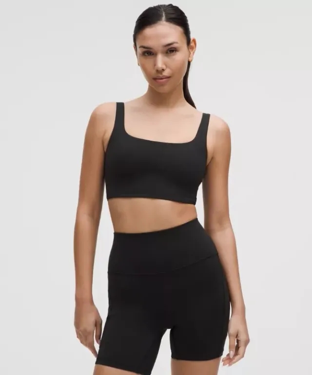 lululemon – Women's Bend This Scoop and Square Sports Bra Light Support, A-C Cups – Color Black – Size L/XL