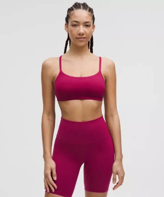 lululemon – Women's Wunder Train Strappy Racer Sports Bra Light Support, C/D Cup – Color Pink – Size 10