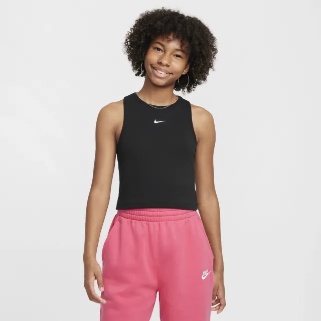 Nike Sportswear Girls' Ribbed Tank Top - Black - Polyester/Lyocell/Elastane