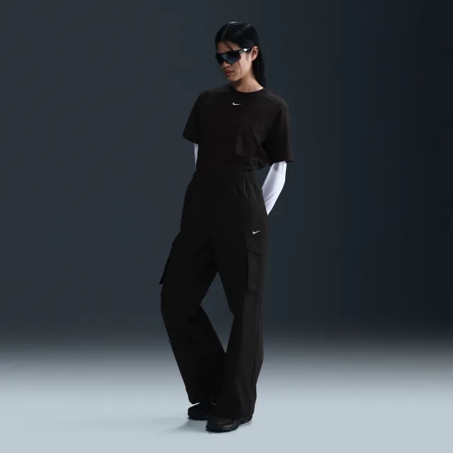 Nike Sportswear Everything Wovens Women's Mid-Rise Cargo Trousers - Black - Cotton/Nylon