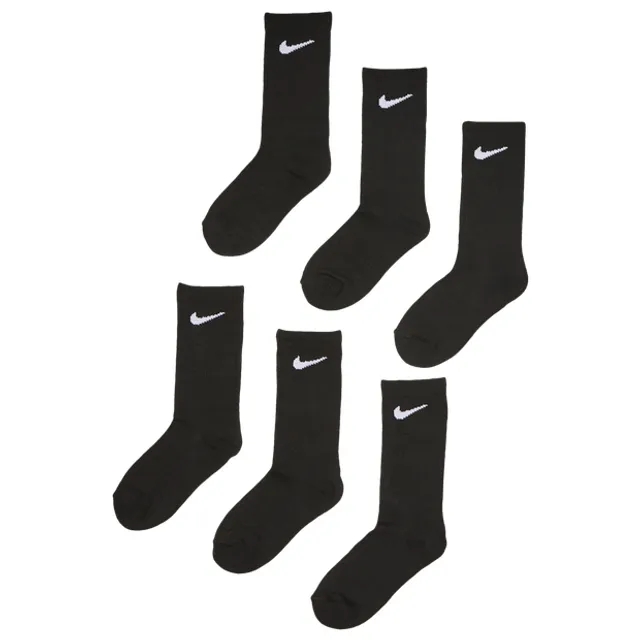 Nike Kids Crew 6 Pack Unisex Socks - Black