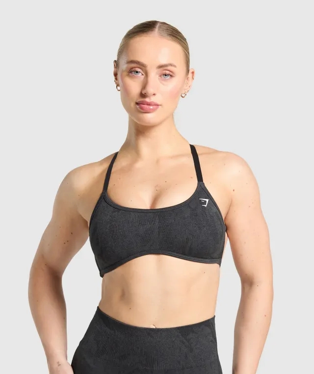  Adapt Camo Cross Back Sports Bra - Asphalt Grey/Black