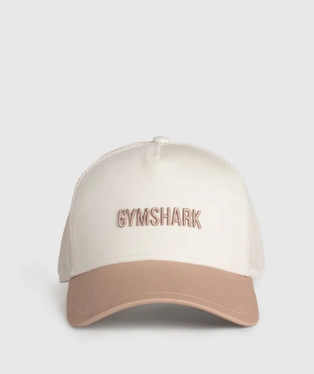  Wordmark Trucker Cap - Oat White/Deep Fawn Brown