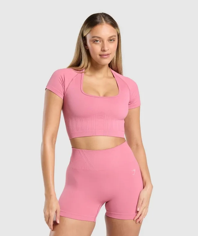  Corset Seamless Crop Top - Sunset Pink