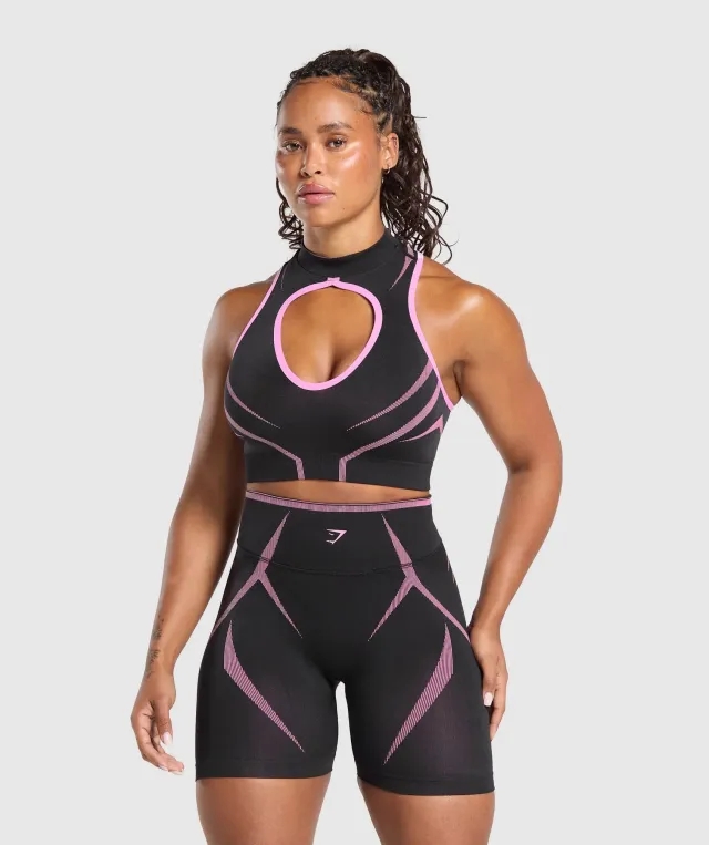  Apex Lift Seamless Crop Top - Darkest Purple/Sour Pink