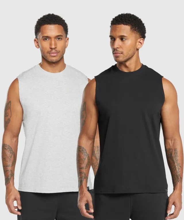  Everyday Tank 2 Pack - Black/Light Grey Core Marl
