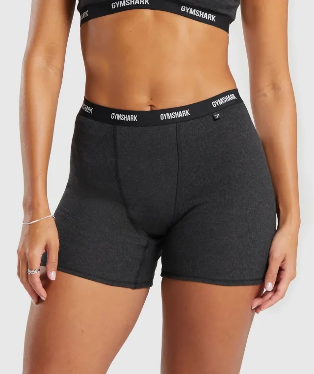  Rib Shorts - Midnight Black Marl