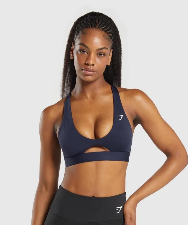  Peek A Boo Sports Bra - Heavy Blue