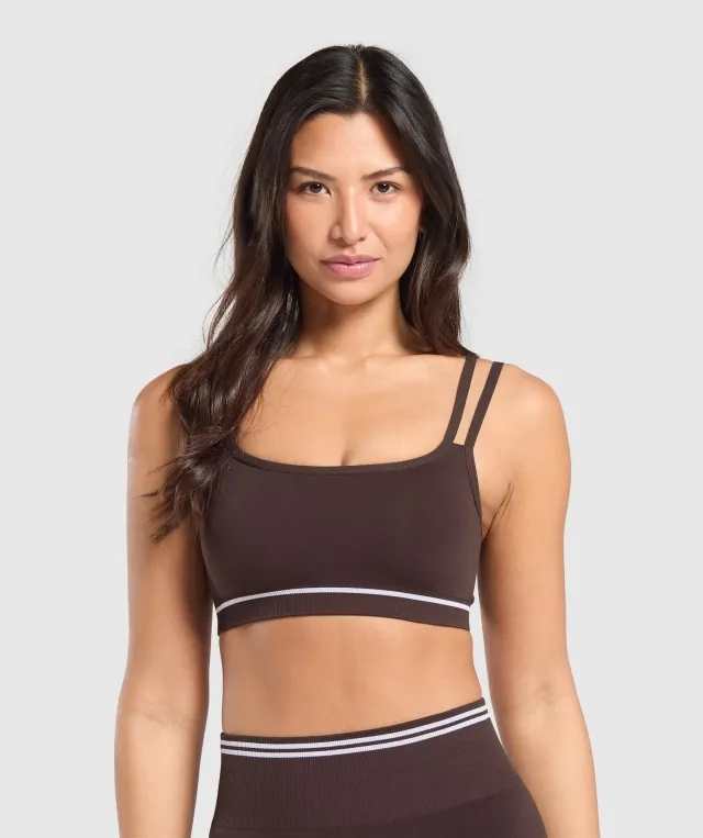  Contrast Seamless Sports Bra - Heritage Brown