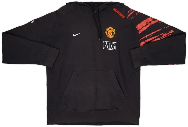 2007-08 Manchester United Nike Hooded Sweat Top - 7/10 - (L)