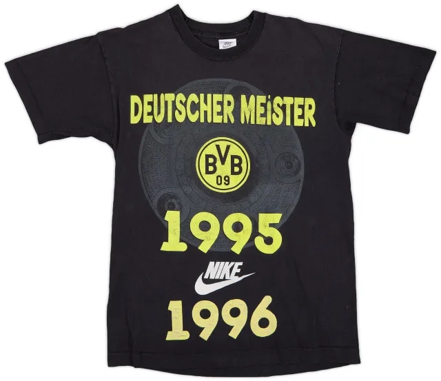 1995-96 Borussia Dortmund Nike 'Deutscher Meister 1995/96' Graphic Shirt - 7/10 - (S)
