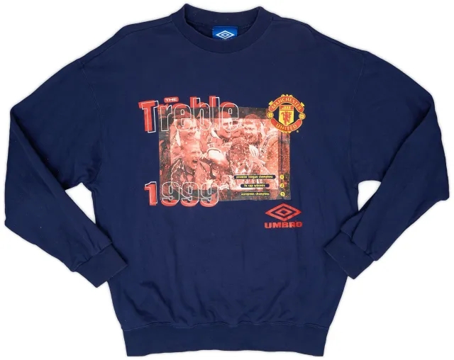 1999-00 Manchester United Umbro 'The Treble' Graphic Sweat Top - 9/10 - (L)