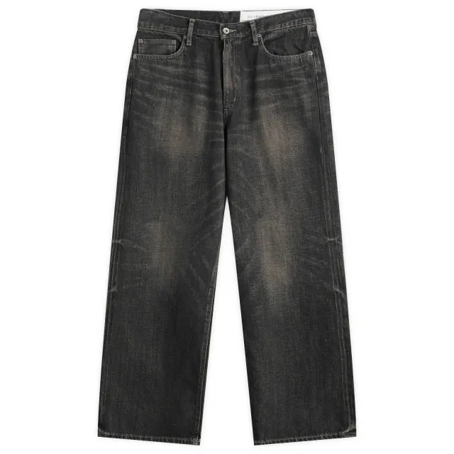 Neighborhood Men's Washed Denim DP Wide Pants Black