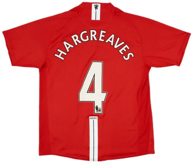 2007-09 Manchester United Home Shirt Hargreaves #4 - 9/10 - (L)